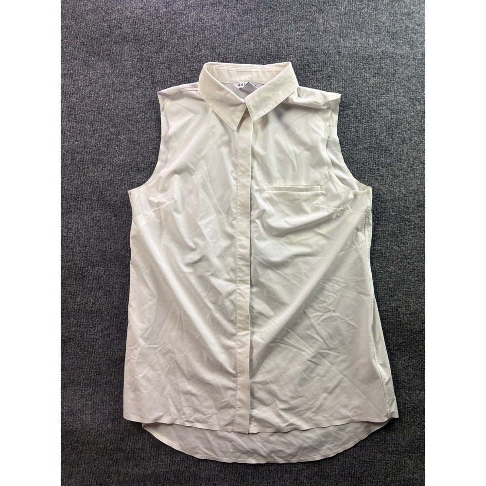 Athleta Urbanite II Tank Women Size S White Sleeveless Button Down Top T380